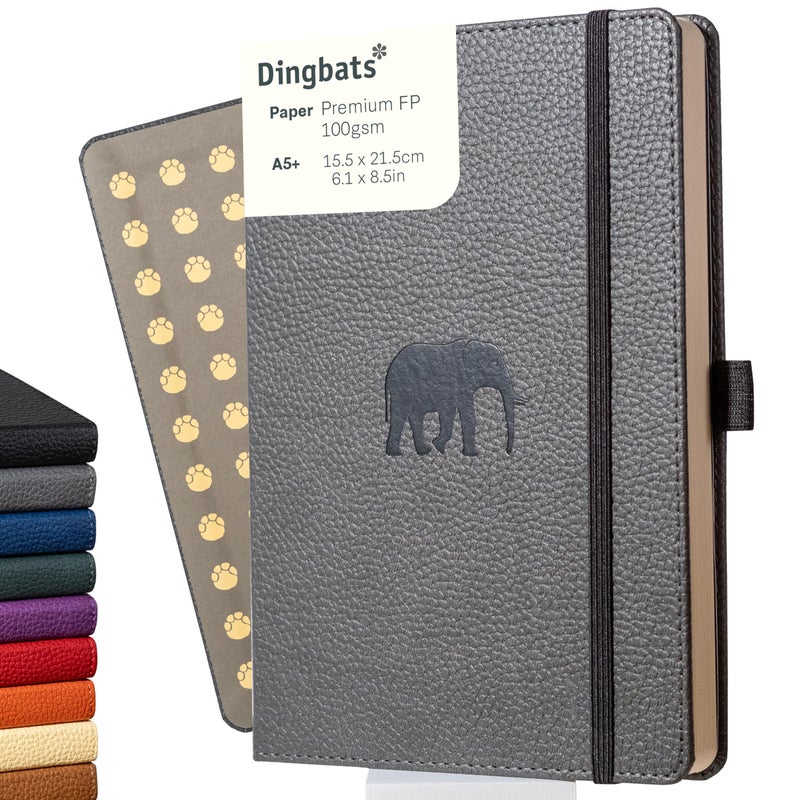 Dingbats* Notebooks Dingbats* Wildlife Grid Writing Journal Notebook A5 - Vegan Leather Hardcover - Ideal for Work  Travel - Pocket  Elastic Closure  & Bookmark - Image 1